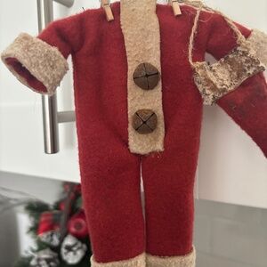 Hand Crafted Red and Cream Santa Suit Ornament NWT Final Sale